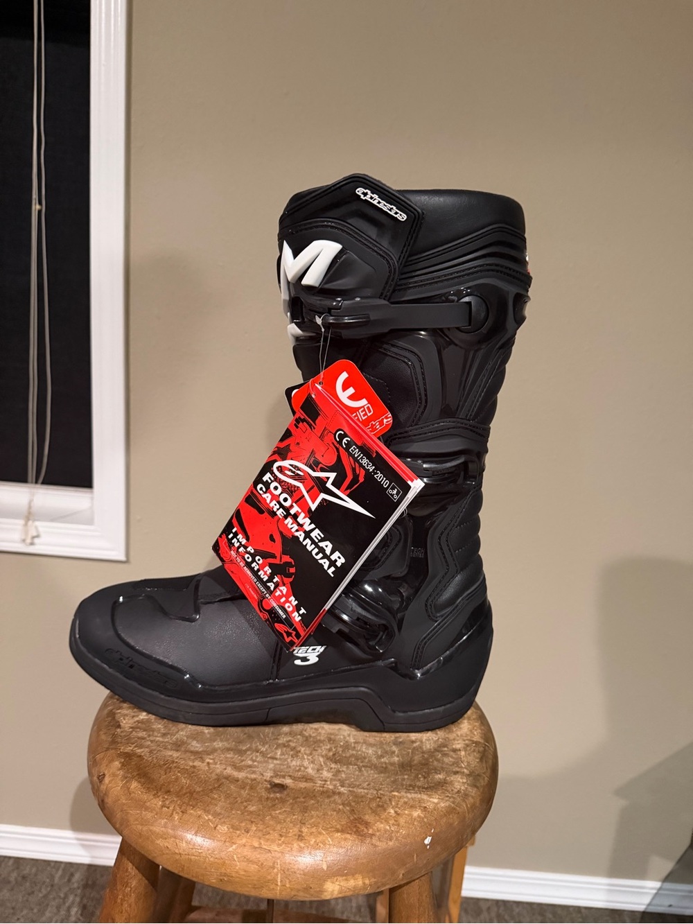 Alpinestars Black Men's Motorcycle Boot with White Logo